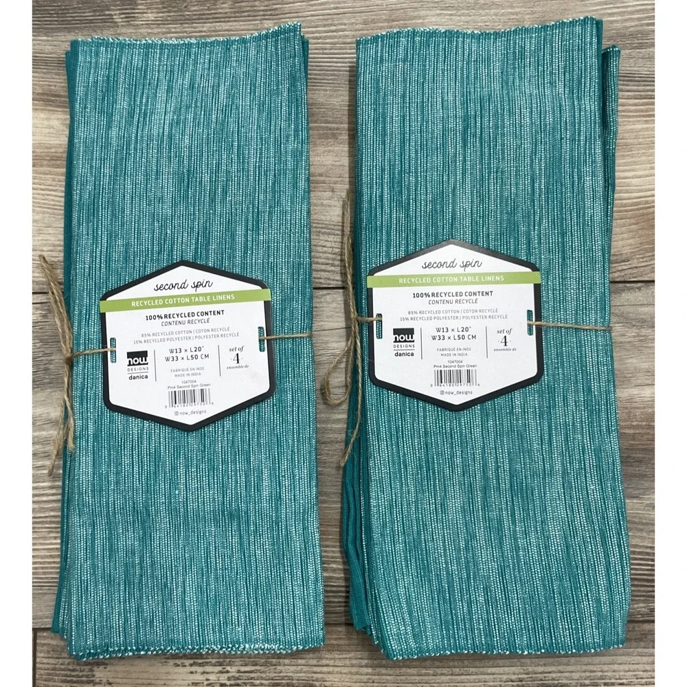 Now Designs‎ Danica Placemats Set of 8 Second Spin Recycled Cotton Green